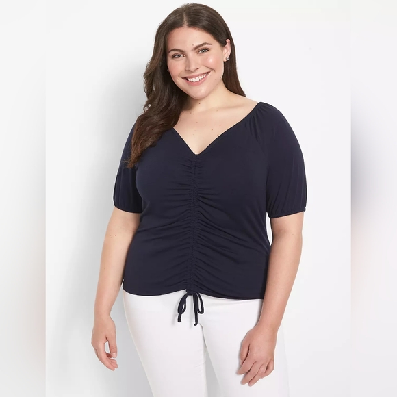 EUC Lane Bryant Classic Convertible Perfect Sleeve Top in Night Sky, Size 26/28 - Picture 1 of 8